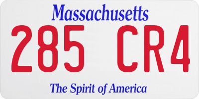MA license plate 285CR4