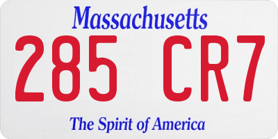 MA license plate 285CR7