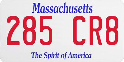 MA license plate 285CR8
