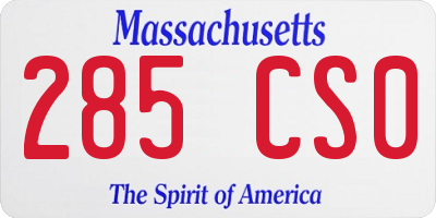 MA license plate 285CS0