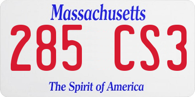 MA license plate 285CS3