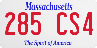 MA license plate 285CS4