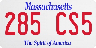 MA license plate 285CS5