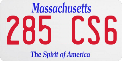 MA license plate 285CS6