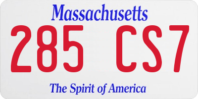 MA license plate 285CS7