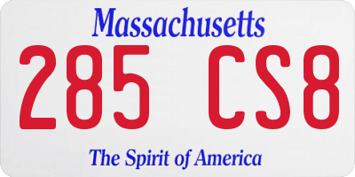 MA license plate 285CS8