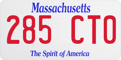 MA license plate 285CT0