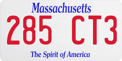 MA license plate 285CT3