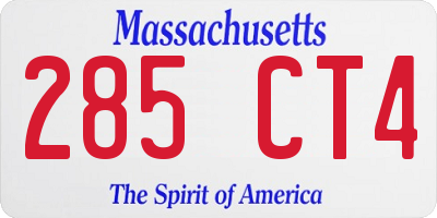 MA license plate 285CT4