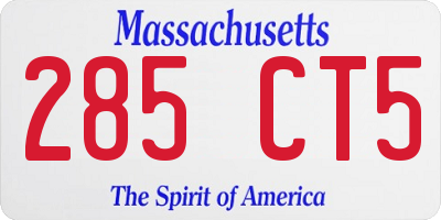 MA license plate 285CT5