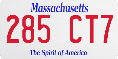 MA license plate 285CT7