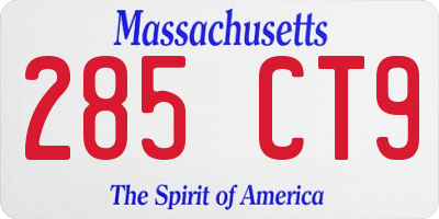 MA license plate 285CT9
