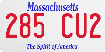 MA license plate 285CU2