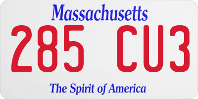 MA license plate 285CU3