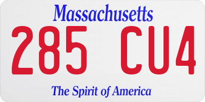 MA license plate 285CU4