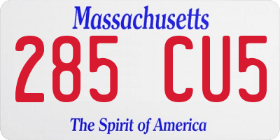 MA license plate 285CU5