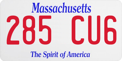 MA license plate 285CU6