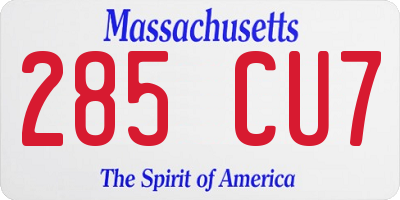 MA license plate 285CU7