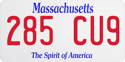 MA license plate 285CU9