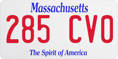 MA license plate 285CV0
