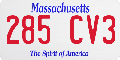 MA license plate 285CV3