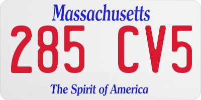 MA license plate 285CV5