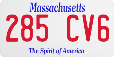 MA license plate 285CV6