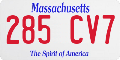 MA license plate 285CV7