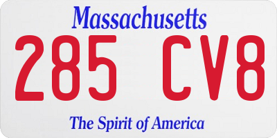 MA license plate 285CV8