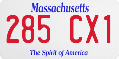 MA license plate 285CX1