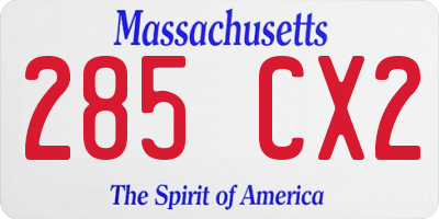 MA license plate 285CX2
