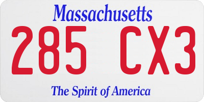 MA license plate 285CX3