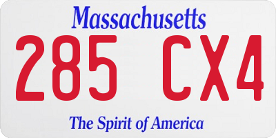 MA license plate 285CX4