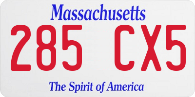 MA license plate 285CX5