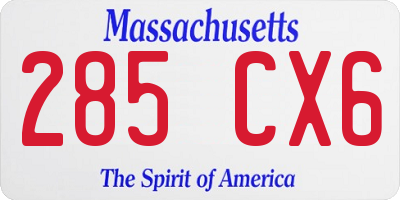 MA license plate 285CX6