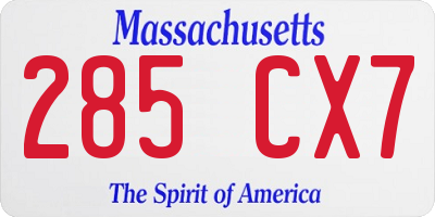 MA license plate 285CX7