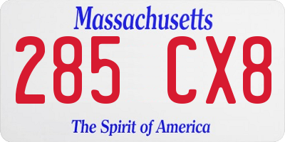 MA license plate 285CX8