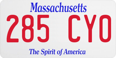 MA license plate 285CY0