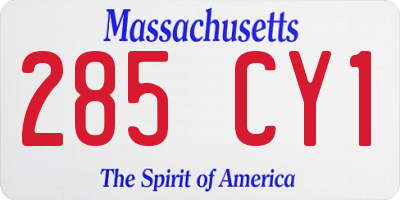 MA license plate 285CY1