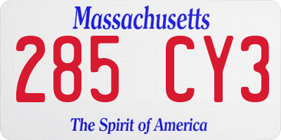 MA license plate 285CY3