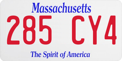 MA license plate 285CY4