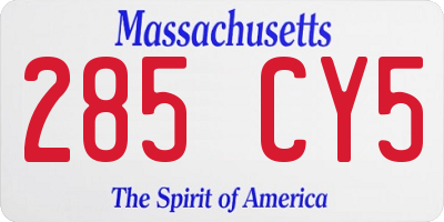 MA license plate 285CY5