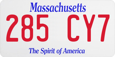 MA license plate 285CY7