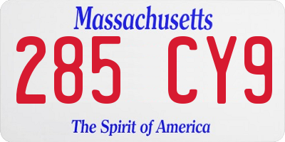 MA license plate 285CY9