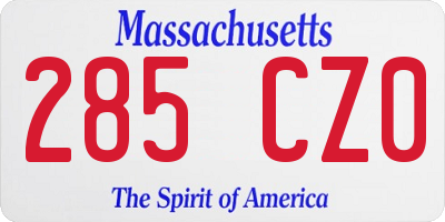 MA license plate 285CZ0