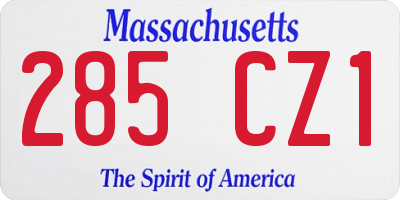 MA license plate 285CZ1