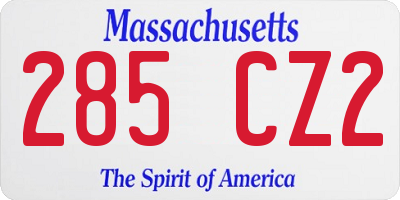 MA license plate 285CZ2