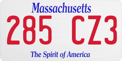 MA license plate 285CZ3