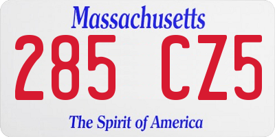 MA license plate 285CZ5