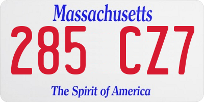 MA license plate 285CZ7